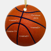 Orange Basketball mit Namen Keramik Ornament (Vorne)