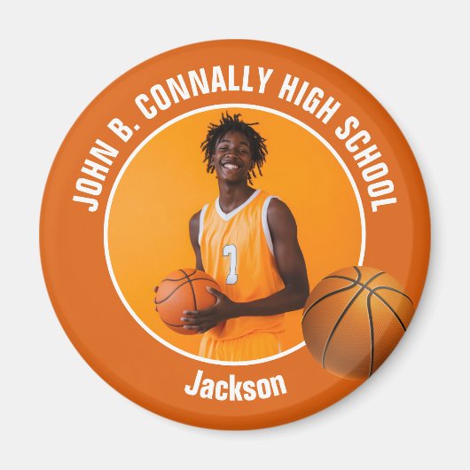 Orange Basketball Player High School Photo Magnet (Vorne)