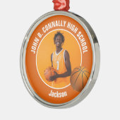 Orange Basketball Player Photo Christmas Ornament Aus Metall (Links)