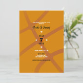 Orange Basketball Sport Thema Hochzeit Einladung (Stehend Vorderseite)