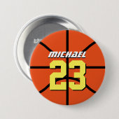 Orange Basketball Sports Team Button Button (Vorne & Hinten)