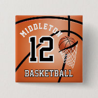 Orange Basketball 🏀 und Hoop | Schaltfläche DIY T
