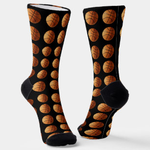 Orange Basketballs auf schwarzen Crews Socken