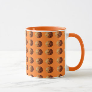 Orange Basketballs im orangefarbenen Hintergrund, Tasse