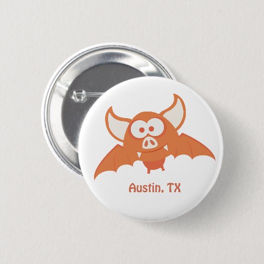 Orange Bat - Austin, TX Button (Vorne & Hinten)