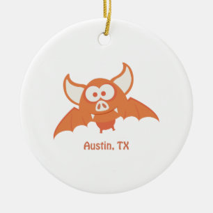 Orange Bat - Austin, TX Keramik Ornament