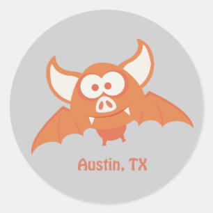 Orange Bat - Austin, TX Runder Aufkleber