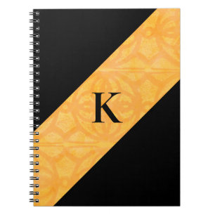 Orange Batik Black Mit Monogramm Notebook Notizblock