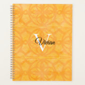 Orange Batik Elegant Monogram Name Planner Planer (Vorderseite)
