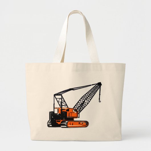 Orange Bau-Kran Jumbo Stoffbeutel (Vorne)