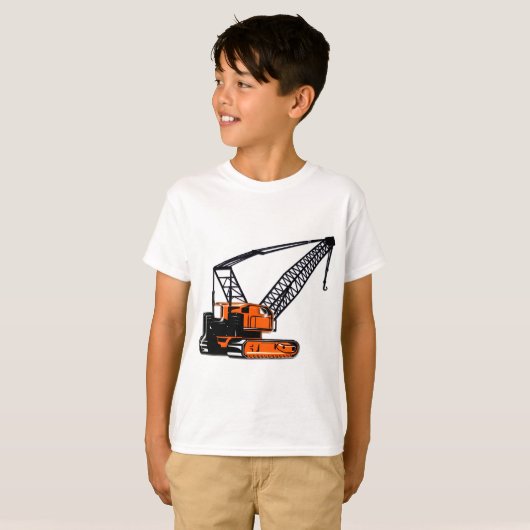 Orange Bau-Kran T-Shirt (Vorne ganz)