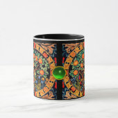 ORANGE BAUM MIT GRÜNEN BLÄTTER,BLUME Grünes Spiel Tasse (Zentrum)