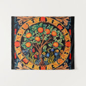 ORANGE BAUM MIT GRÜNEN BLÄTTER, BLUME WANDTEPPICH (Vorderseite (Horizontal))