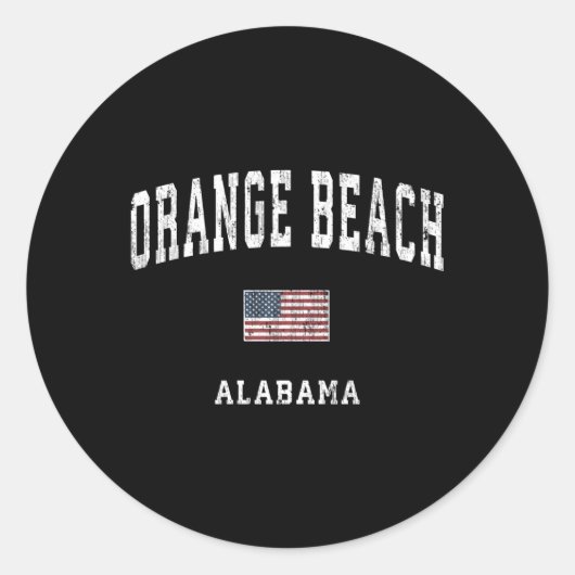 Orange Beach Alabama Al American Flag Sports Runder Aufkleber (Vorderseite)