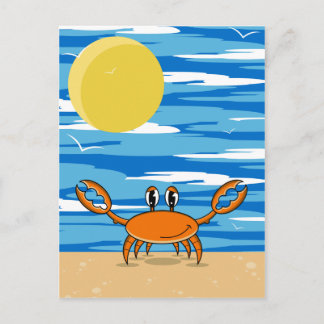 Orange Beach Crab Postcard Postkarte