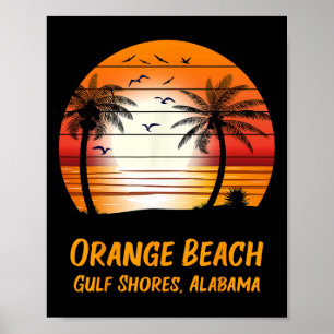 Orange Beach Gulf Shows Alabama Vintag Sunset Re Poster