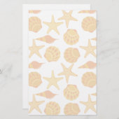Orange Beach Muschel Pattern Briefpapier (Vorne/Hinten)