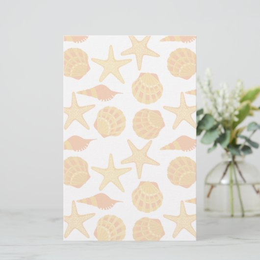 Orange Beach Muschel Pattern Briefpapier (Stehend Vorderseite)