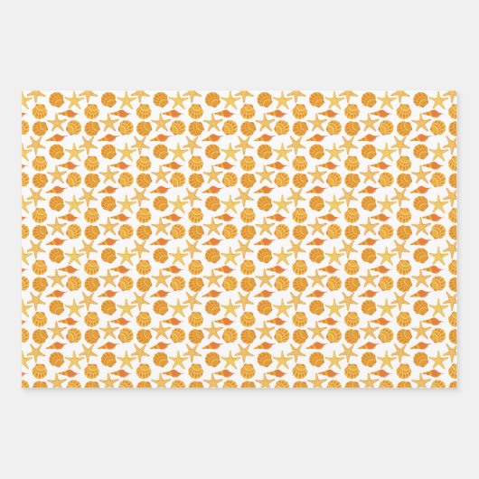 Orange Beach Muschel Pattern Geschenkpapier Set (Vorderseite 2)