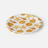 Orange Beach Muschel Pattern Pappteller (Schrägansicht)