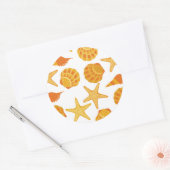 Orange Beach Muschel Pattern Runder Aufkleber (Umschlag)