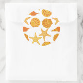 Orange Beach Muschel Pattern Runder Aufkleber (Tasche)