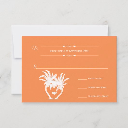 Orange Beach Palm Tree Zielhalkboard RSVP Karte (Vorderseite)