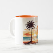 Orange Beach Sketch Mug - Vibrant Coastal Charm Zweifarbige Tasse (Vorderseite Links)