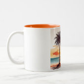 Orange Beach Sketch Mug - Vibrant Coastal Charm Zweifarbige Tasse (Links)