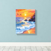 Orange Beach Sunset | Coastal Painting Leinwanddruck (Insitu (Holzboden))