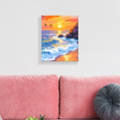 Orange Beach Sunset | Coastal Painting Leinwanddruck (Insitu (Wohnzimmer))