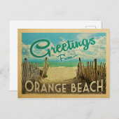 Orange Beach Vintage Travel Postkarte (Vorne/Hinten)