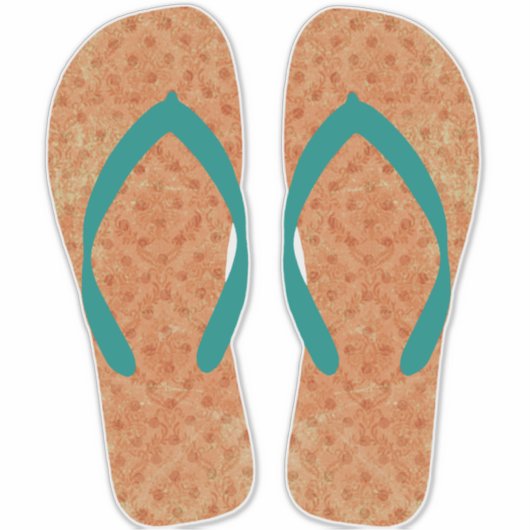 Orange Beachy Flip Flops Beach Sandals Aufkleber (Vorderseite)