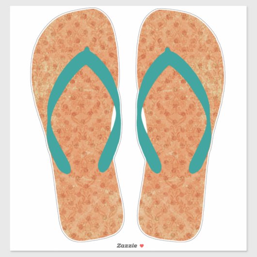 Orange Beachy Flip Flops Beach Sandals Aufkleber (Blatt)