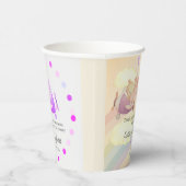 orange bear cute AIRPLANE clouds rainbow pastel  Pappbecher (Rechts)