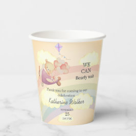 orange bear cute AIRPLANE clouds rainbow pastel  Pappbecher