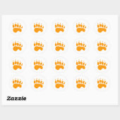 Orange Bear Paw Runder Aufkleber (Blatt)