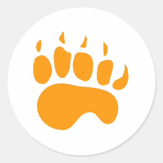 Orange Bear Paw Runder Aufkleber (Vorderseite)