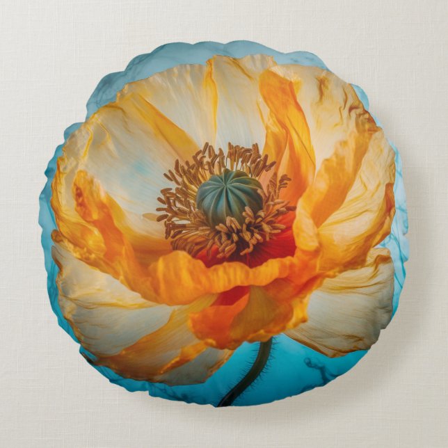 Orange Beauty Rundes Kissen (Vorderseite)