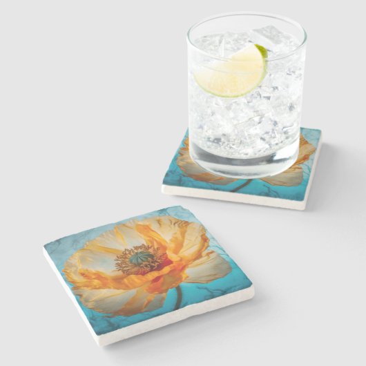 Orange Beauty Steinuntersetzer (Seitenansicht)