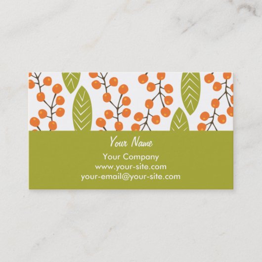 Orange Beeren-Visitenkarten Visitenkarte (Vorderseite)