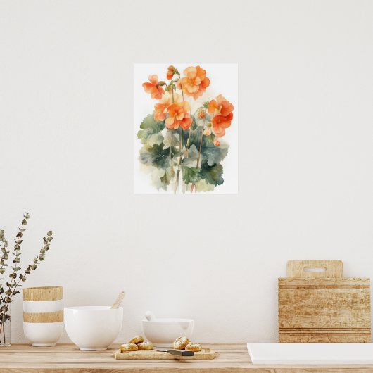 Orange Begonia Blume Art Print Poster (Küche)