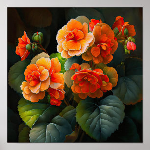 Orange Begonias Blume Art Print Poster