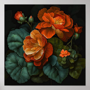 Orange Begonias Blume Art Print Poster