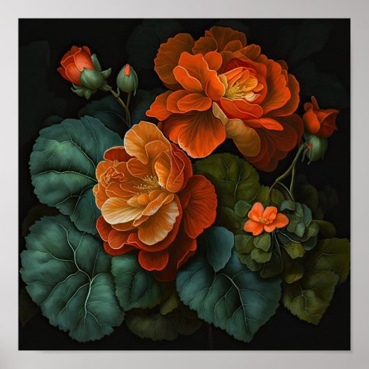 Orange Begonias Blume Art Print Poster (Vorne)