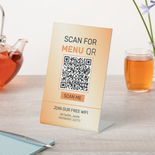 Orange & Beige Hintergrundbild Pedestzeichen Sockelschild (In SItu)