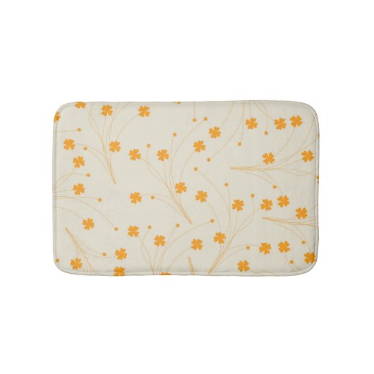 Orange Beige Retro Y2K 70er Blume Muster Badematte (Vorderseite)