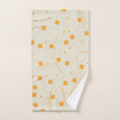 Orange Beige Retro Y2K 70er Blume Muster Badhandtuch Set (Handtuch)