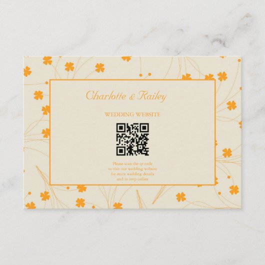 Orange Beige Retro Y2K 70er Blume Muster Begleitkarte (Vorderseite)