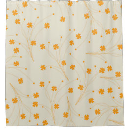 Orange Beige Retro Y2K 70er Blume Muster Duschvorhang
